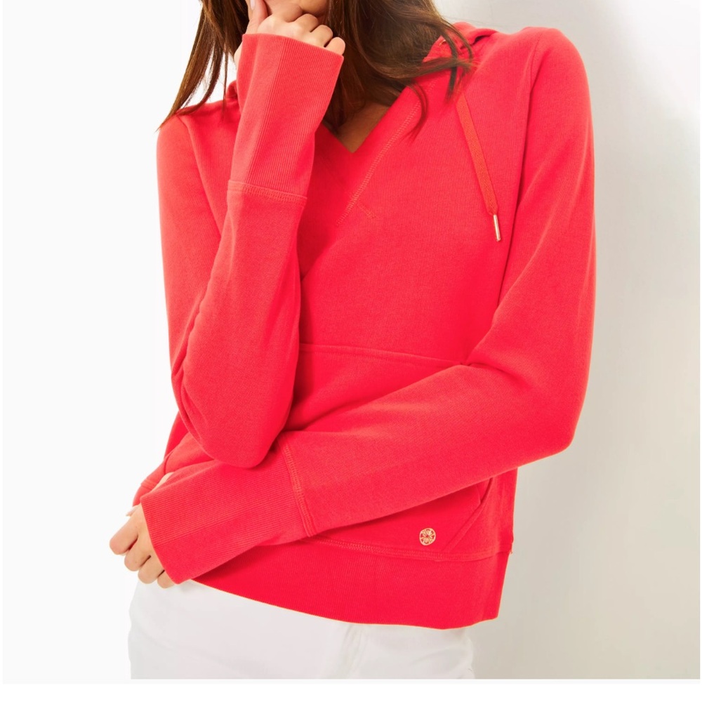 Lilly Pulitzer Carrie Pullover NEW mizner red size M medium sweatshirt hoodie
